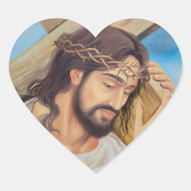 Christian Faith Jesus Christ Heart Sticker (Front)