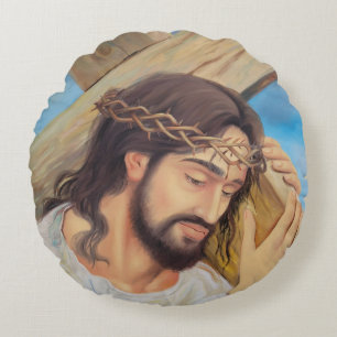 Christian Faith Jesus Christ Round Pillow