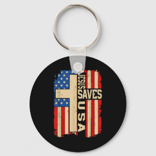 Christian Faith Jesus Save Usa Patriotic American Keychain