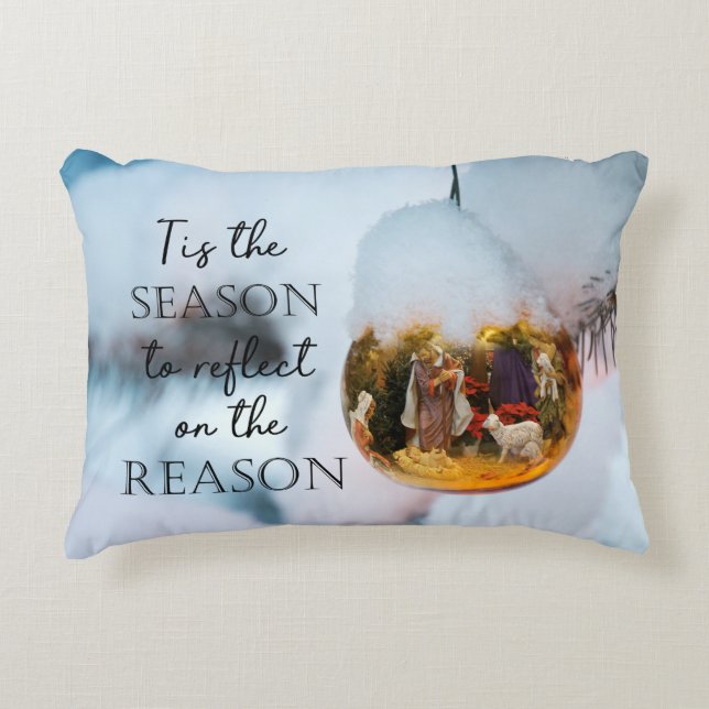Christian Faith Nativity Reason for the Season Decorative Pillow (Front)