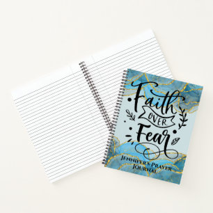 Christian Faith Quote Modern Elegant Blue Agate Notebook
