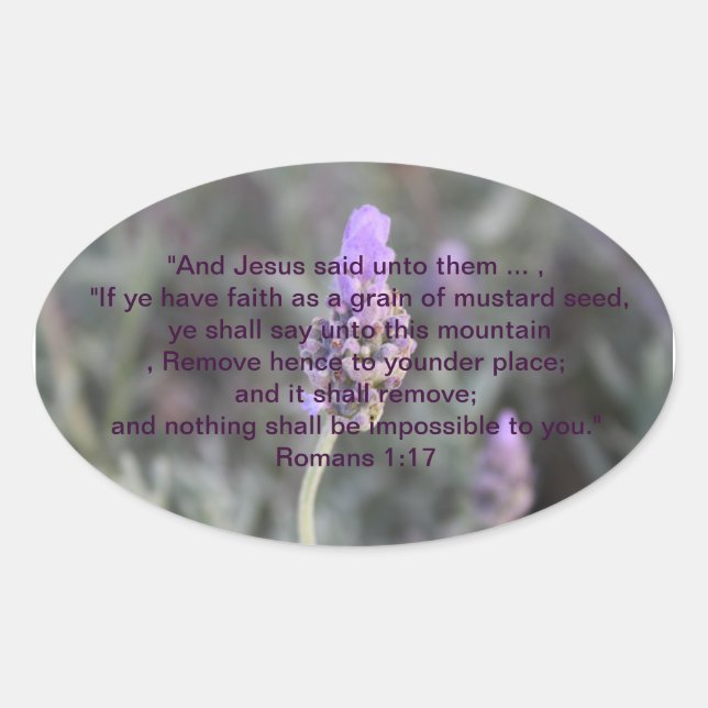 Christian Faith Scripture Oval Lavender Stickers (Front)