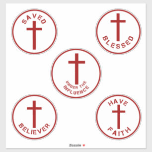 Christian Faith Typography Set 2 with Cross in Red