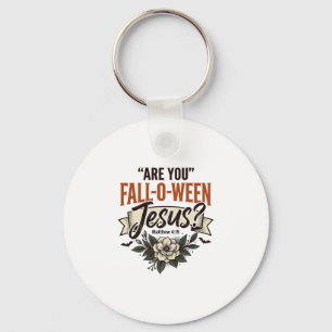 Christian Fall-O-Ween Jesus Vintage Engraving Shir Keychain