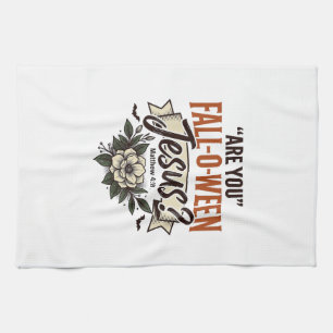 Christian Fall-O-Ween Jesus Vintage Engraving Shir Kitchen Towel