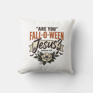 Christian Fall-O-Ween Jesus Vintage Engraving Shir Throw Pillow