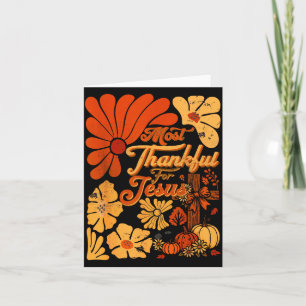Christian Fall Thanksgiving Autumn Most Thankful F Card