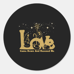 Christian Family Christmas Nativity Scene Gold T S Classic Round Sticker