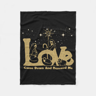 Christian Family Christmas Nativity Scene Gold T S Fleece Blanket