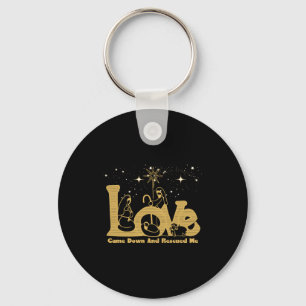 Christian Family Christmas Nativity Scene Gold T S Keychain