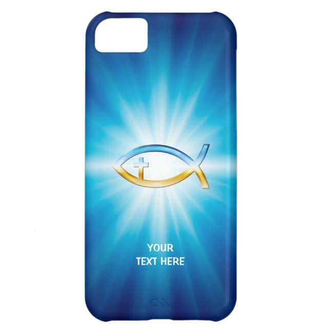 Christian Fish Cross blue background | Unique Gift Case-Mate iPhone Case (Back)