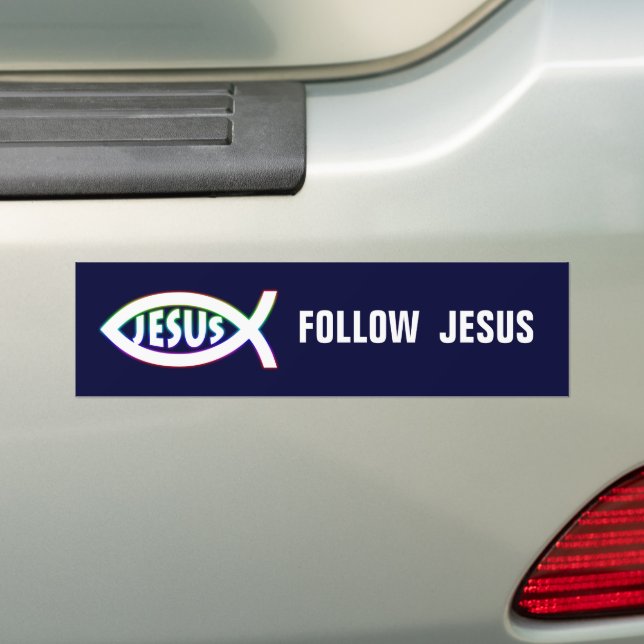 Christian Fish | Follow Jesus Bumper Sticker (On Car)