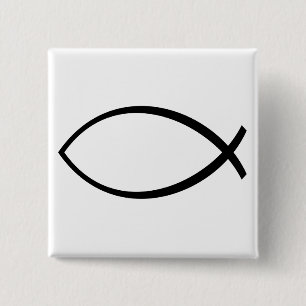 Christian Fish (Ichthys) Symbol 2 Inch Square Button