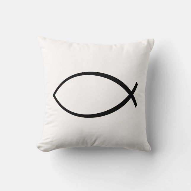 Christian Fish (Ichthys) Symbol Throw Pillow (Front)
