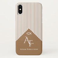 Christian Fish | Initals Light Brown