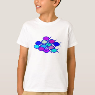 Christian Fish School - Purple and Blue T-Shirt