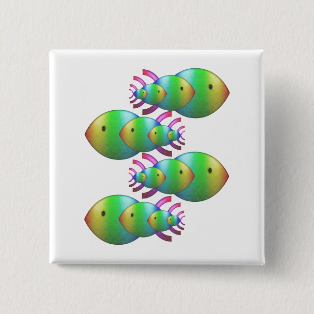 Christian Fish Symbol Families 2 Inch Square Button (Front)