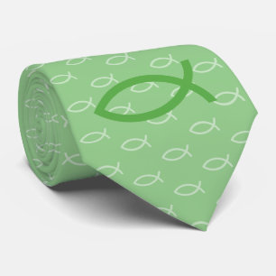 Christian Fish Symbol Green Tie