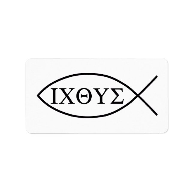 Christian fish symbol ICHTHYS or ICHTHUS Label (Front)