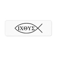 Christian fish symbol ICHTHYS or ICHTHUS Label