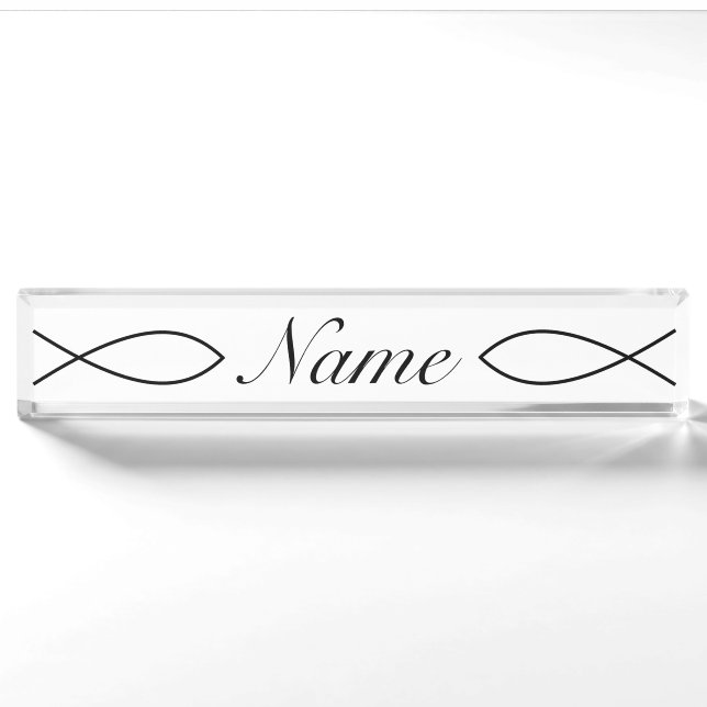 Christian Fish Symbol Ichthys Thunder_Cove Nameplate (Front)