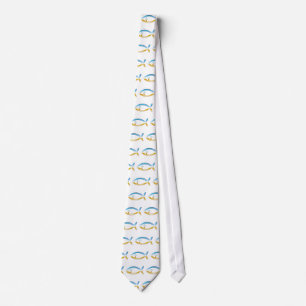 Christian Fish Symbol with Crucifix - Sky & Ground Tie