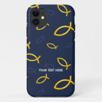 Christian Fish Symbols on blue background
