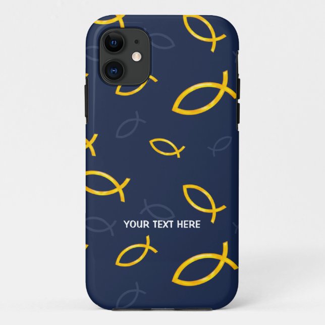 Christian Fish Symbols on blue background Case-Mate iPhone Case (Back)