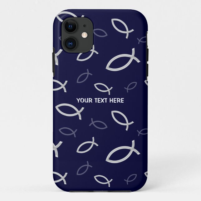 Christian Fish Symbols on blue background Case-Mate iPhone Case (Back)