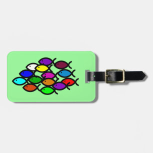 Christian Fish Symbols - Rainbow School - Luggage Tag