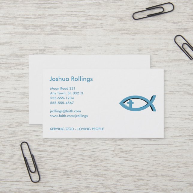 Christian Fish with Cross  | Share your Faith Business Card (Front/Back In Situ)