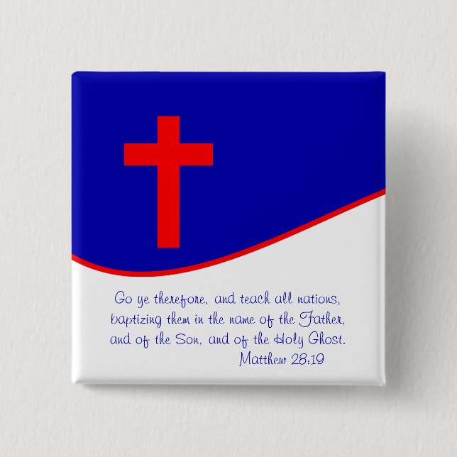 Christian Flag Inspired 2 Inch Square Button (Front)