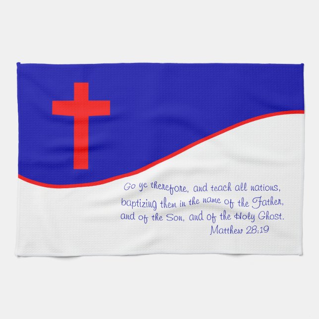 Christian Flag Inspired Kitchen Towel (Horizontal)