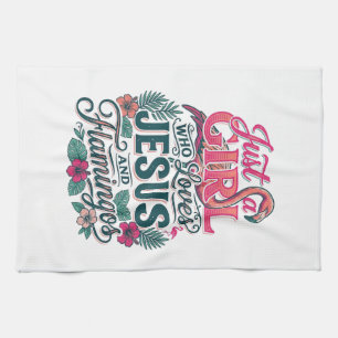 Christian Flamingo Girl Vintage Kitchen Towel