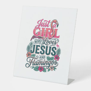 Christian Flamingo Girl Vintage Pedestal Sign