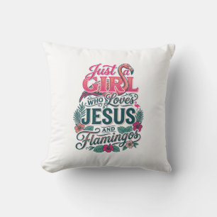 Christian Flamingo Girl Vintage Throw Pillow