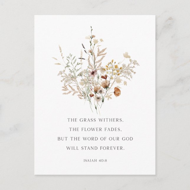 Christian Floral Art Isaiah 40:8 Carte postale (Devant)
