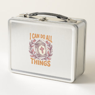 Christian Floral Faith Quote Vintage Shirt Design_ Metal Lunch Box