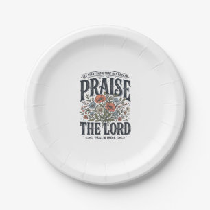 Christian Floral Praise the Lord Psalm 150_6 Paper Plate