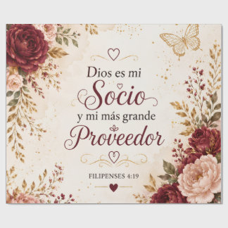 Christian Floral Wrapping Paper | Dios es mi Socio