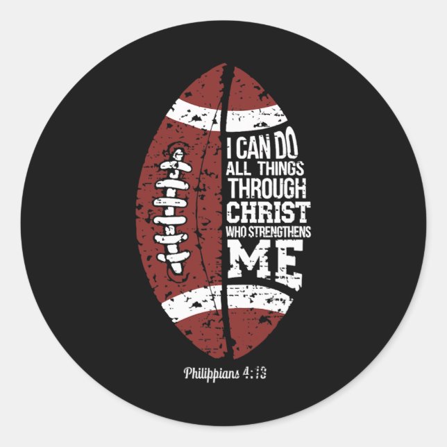 Christian Football I Can Do All Things Religious F Classic Round Sticker (Front)