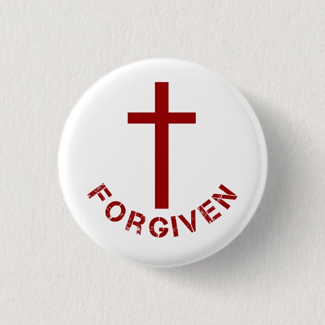 Christian Forgiven Red Cross and Text Design 1 Inch Round Button (Front)
