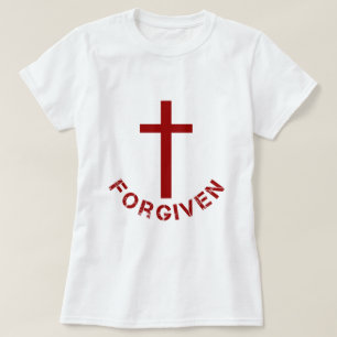 Christian Forgiven Red Cross and Text Design T-Shirt