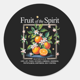 Christian Fruit Of The Srit Vintage Fruit Orange F Classic Round Sticker