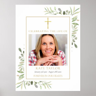 Christian Funeral Celebration Of Life Photo Sign