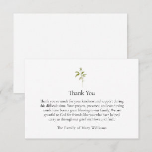 Christian Funeral Watercolor Greenery Thank You
