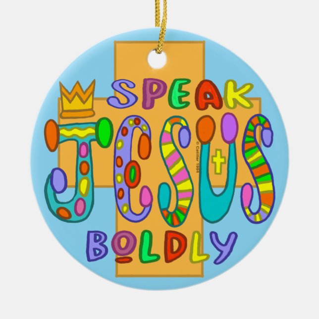 Christian Funky Jesus blue Ornament (Front)