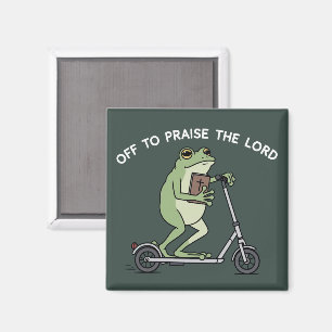Christian Funny Frog Off To Praise The Lord Bible  Magnet