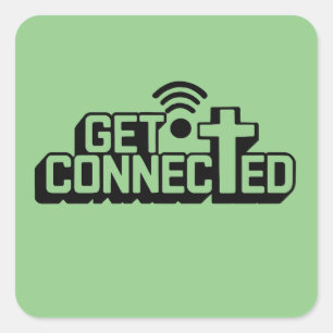 Christian Get Connected Square Sticker