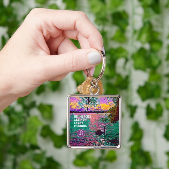 Christian Gift for Women Black Swan Photo Art Keychain (Hand)